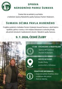 Pozvánka na vycházku s ředitelem Pavlem Hubeným 9.7.2026 od 17:00 z Českých Žlebů