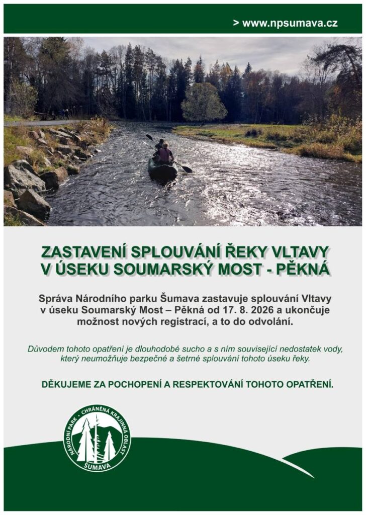 ukonceni splouvani Vltavy srpen2026 z důvodu sucha