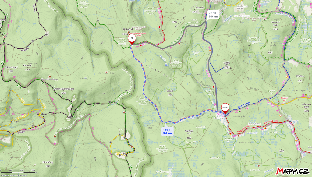 mapka Javoří Pila_Poledník rozc